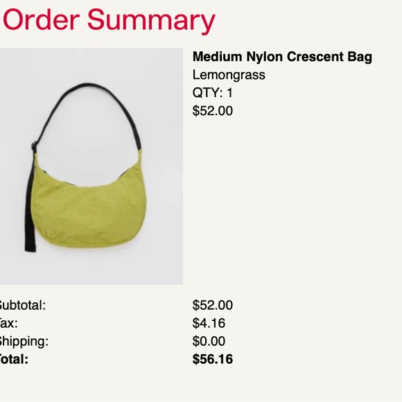 Medium Nylon Crescent Baggu - Lemongrass - Picture 7 of 7
